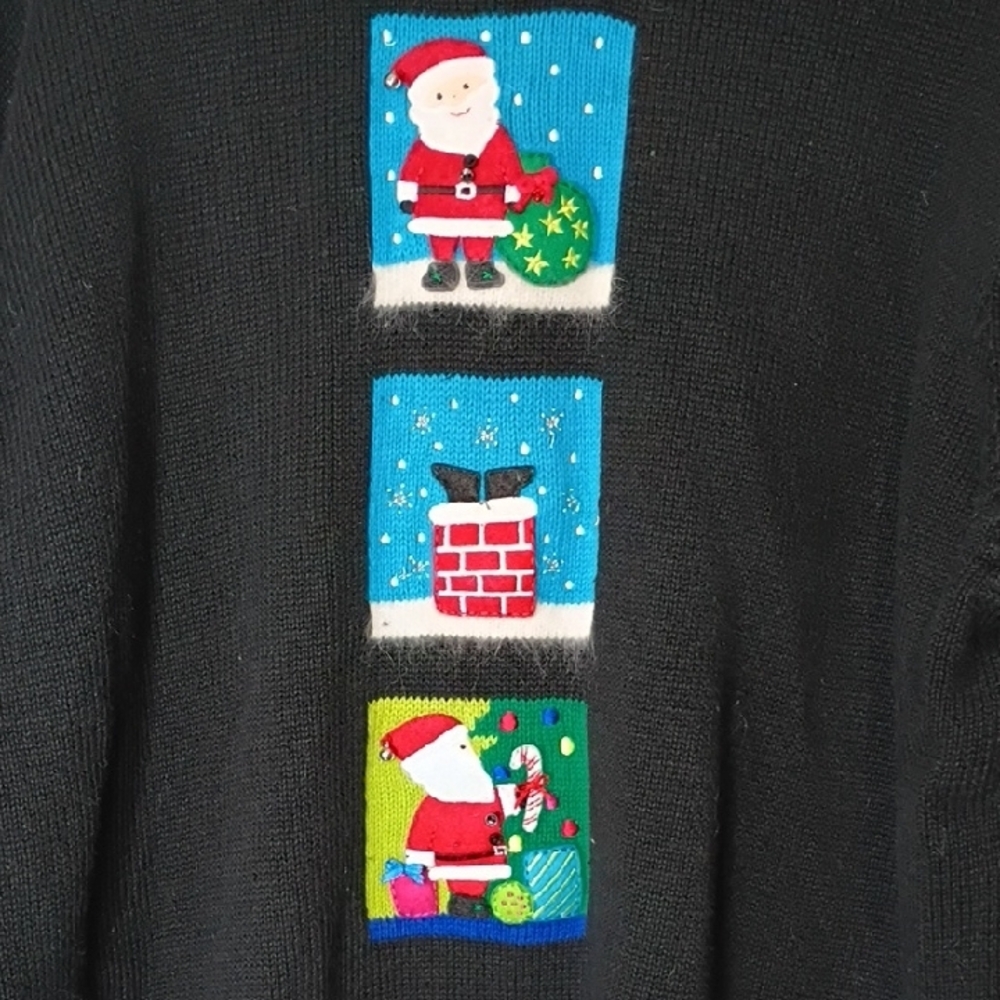 Marisa Christina 2000 Ugly Christmas Sweater 2X – Santa Under Tree Vintage - Picture 4 of 9